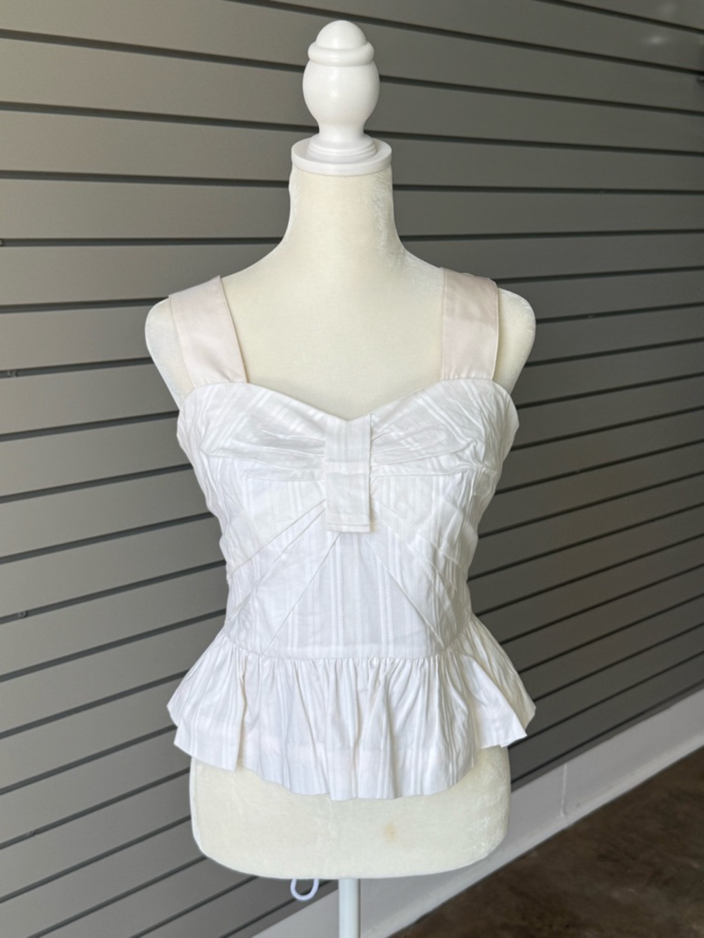 leifsdottir White Sleeveless Peplum Camisole with Wide Straps
